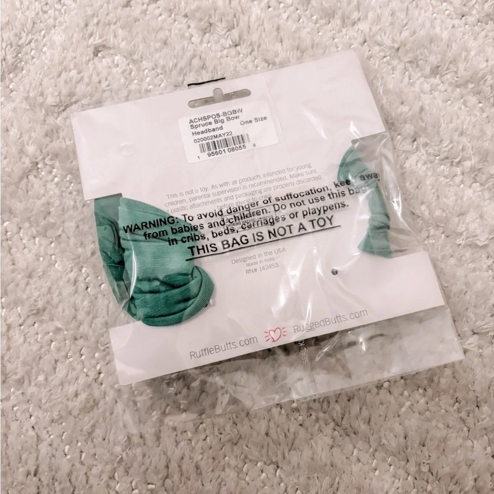 NWT - Ruffle Butts Baby Hair Bow - Green - Picture 2 of 2